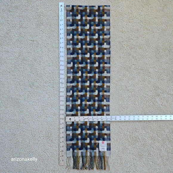 NWOT Abraham Moon Lambswool Wool Woven Fringe Scarf - Picture 3 of 8